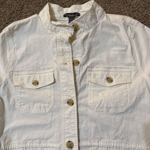 Eddie Bauer‎ Jacket Womans Ripstop Field Safari utility Cargo Canvas L Military - Picture 3 of 12